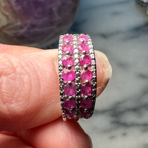 Genuine Ruby Sterling Silver Ring - Picture 1 of 5